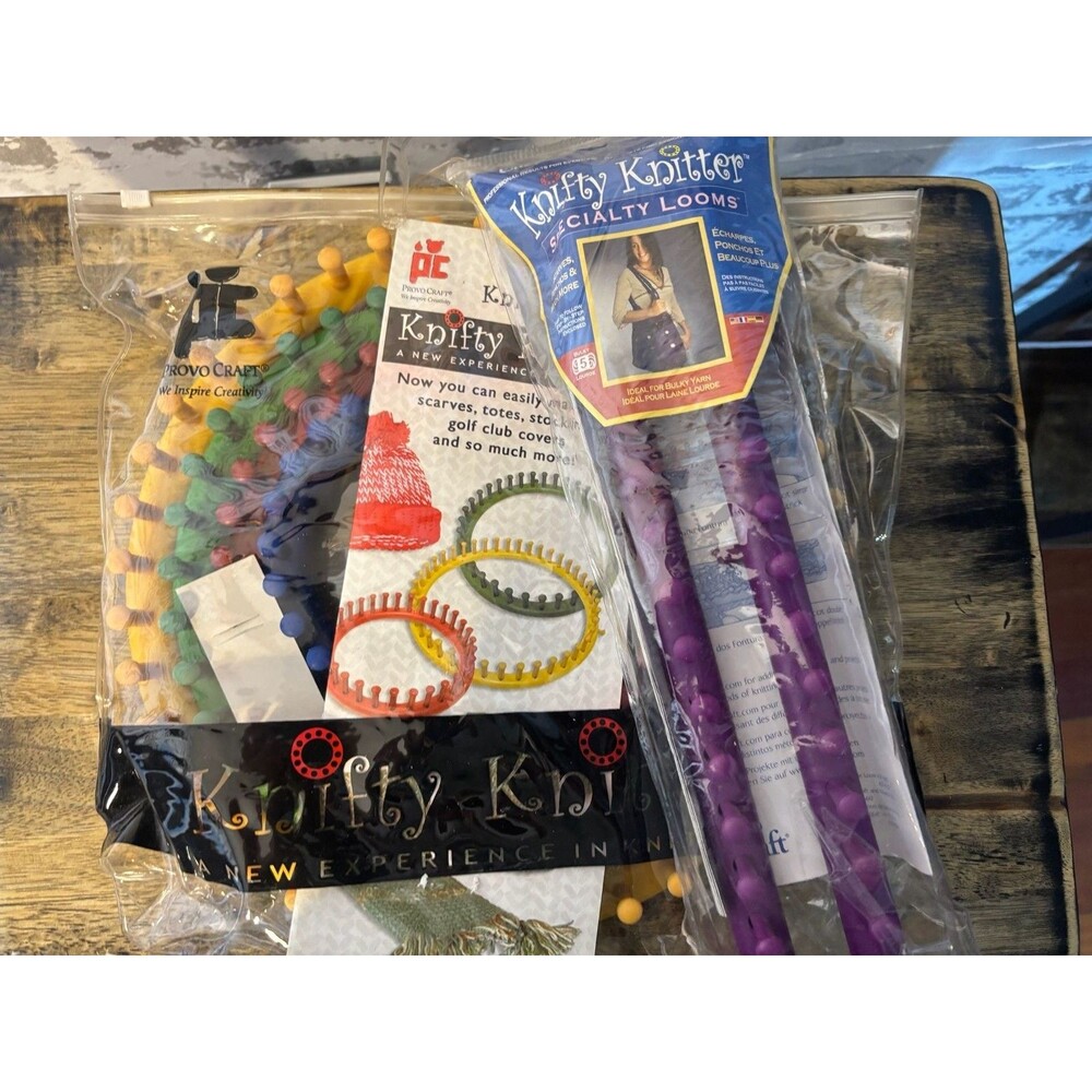 Knifty Knitter 4-Piece Round Loom Set and Long specialty Loom Set by Provo Craft